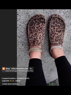 EVELLYHOOTD Leopard Print Penny Loafers for Women - Leopard, Slip-On Flats 9/40